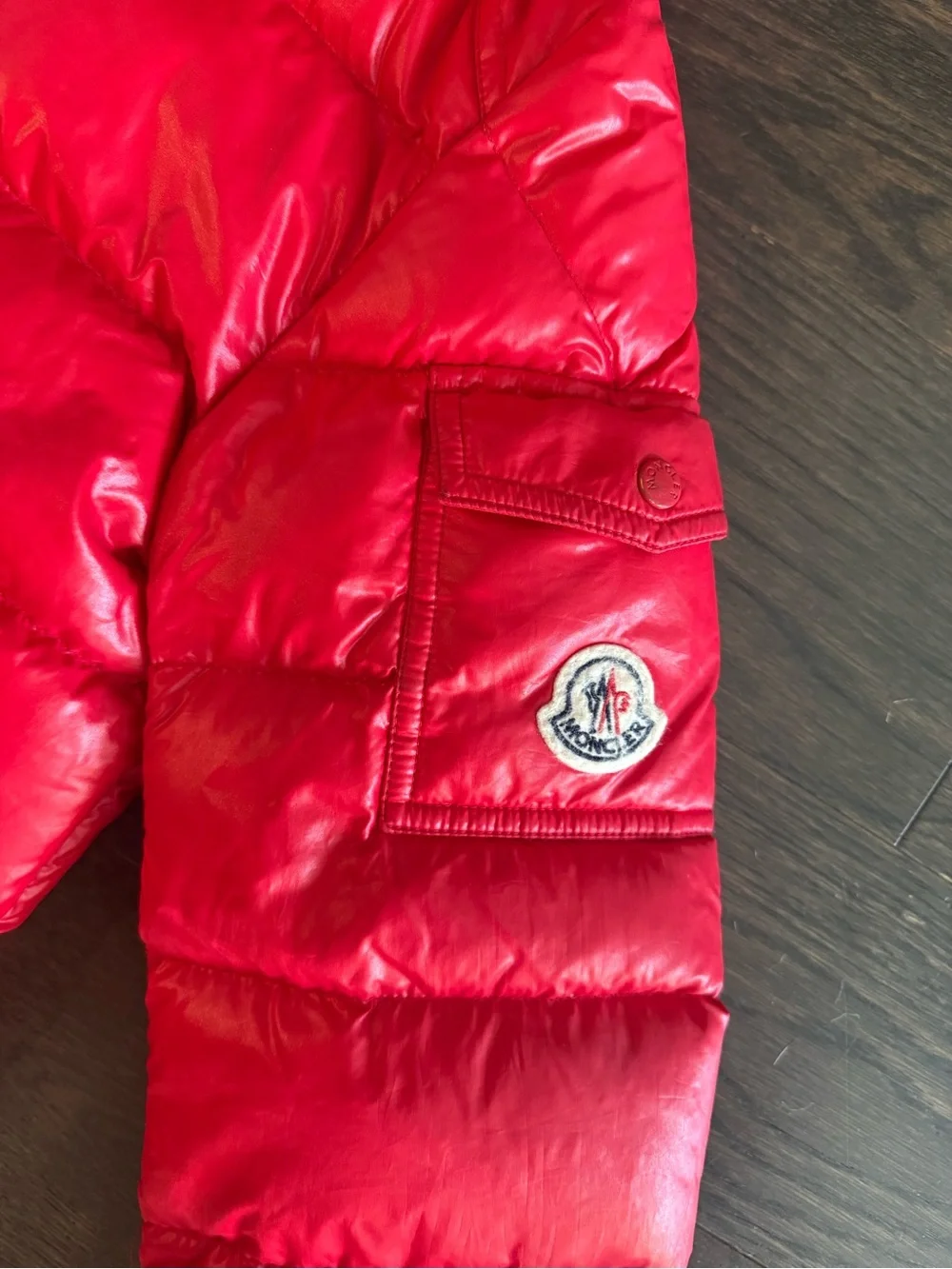 Moncler Kids Bright Red Quilted Puffer Jacket with Hood